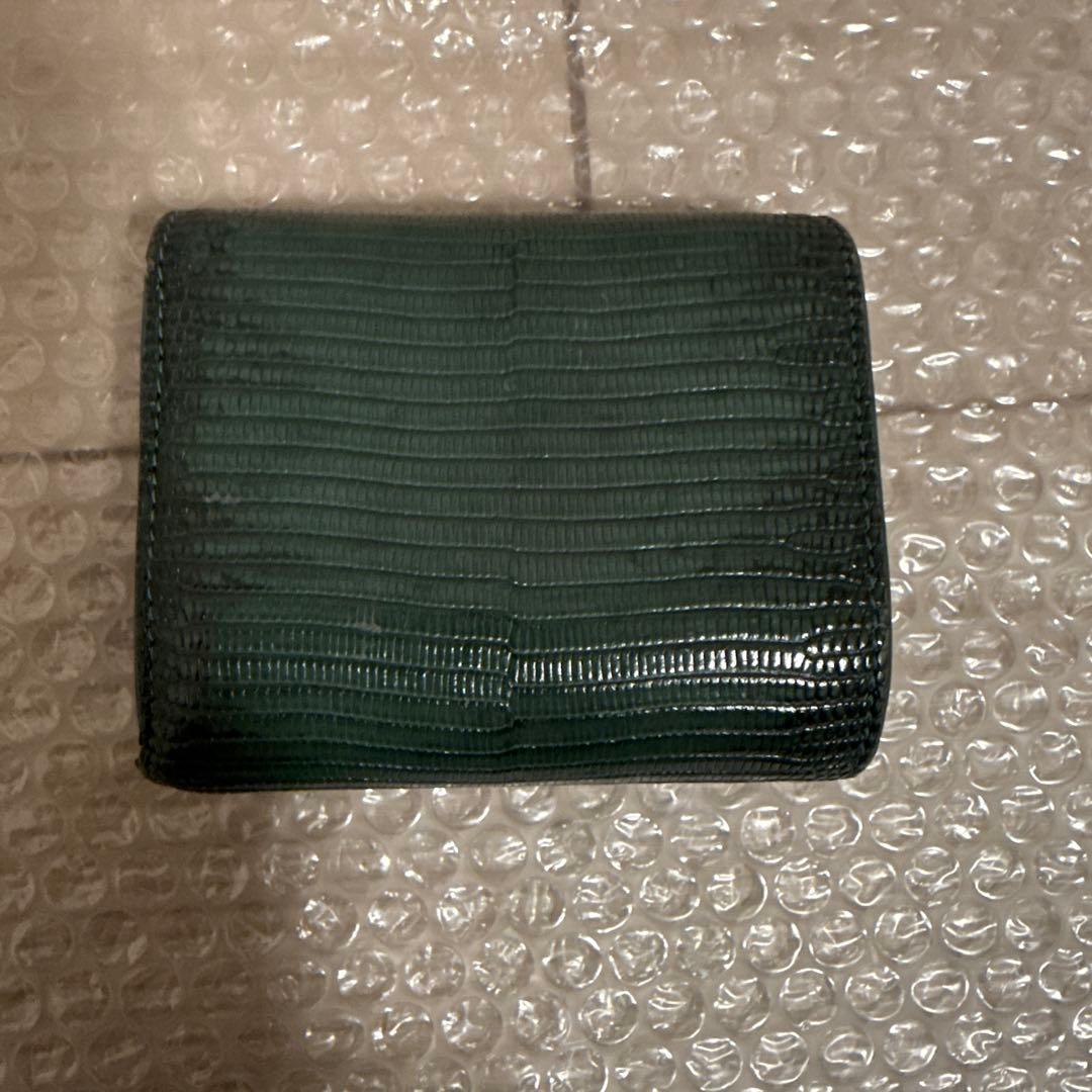 折りたたみ財布　CELINE トリオンフ リザード グリーン