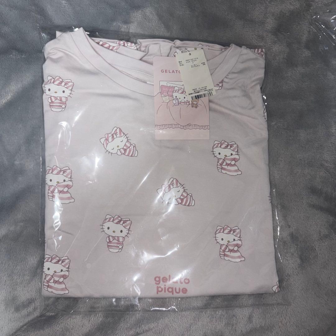 ジェラピケ サンリオ 総柄 ロングTシャツ ロングパンツ 上下セット キティ