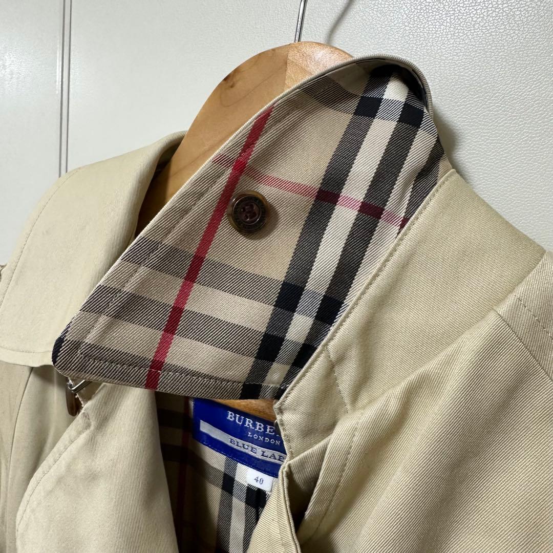 バーバリーブルーレーベル トレンチコート ノバチェック ロング丈 40（L）