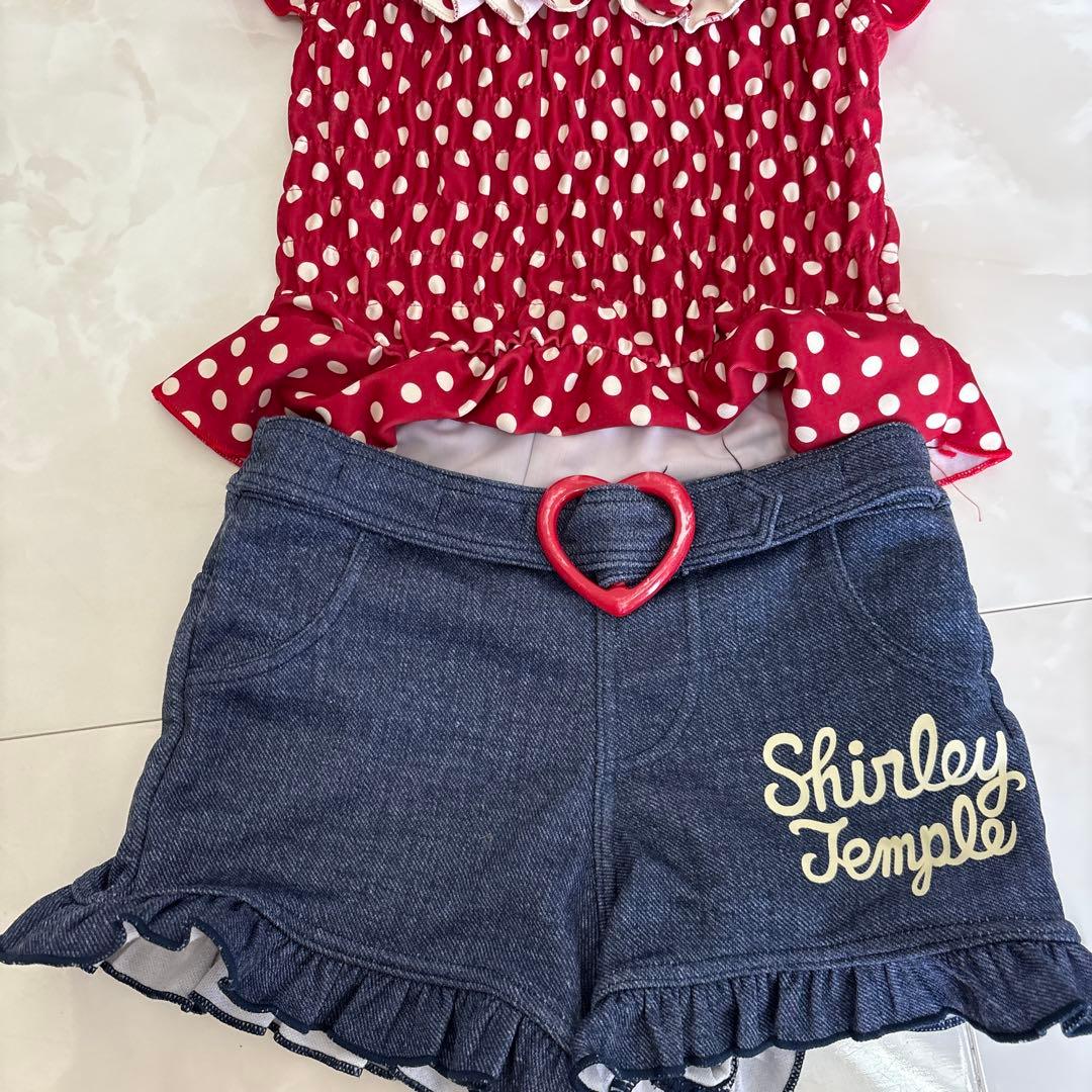 シャーリーテンプル♡赤ドットリボン♡セパレートタイプ水着♡100センチ♡