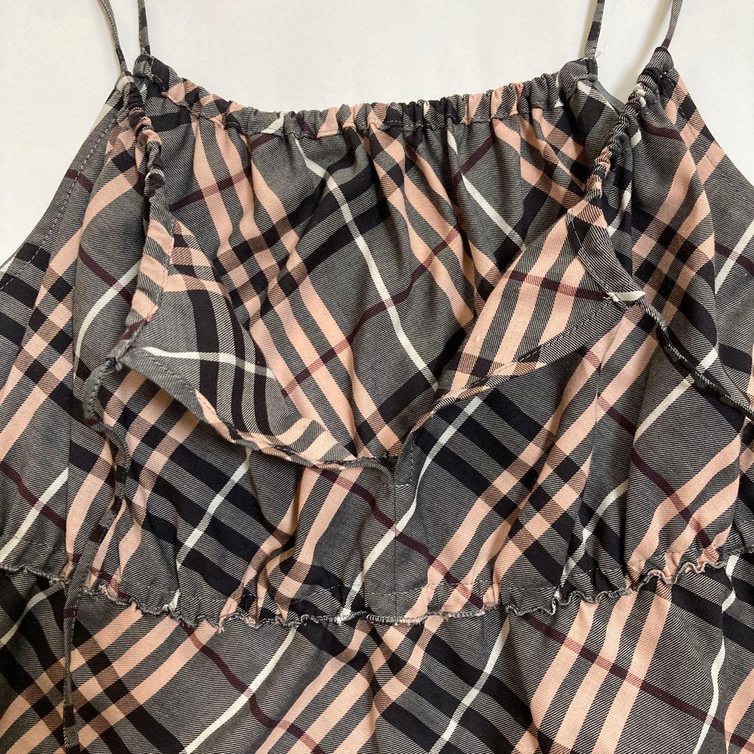 BURBERRY LONDONブルーレーベルピンクチェック柄キャミソール 36