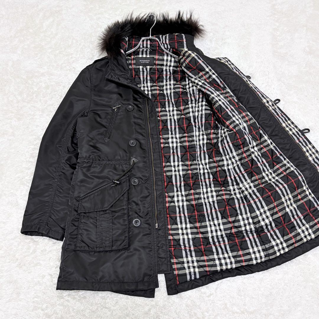 Burberry バーバリーブラックレーベル 中綿モッズコート 上品ブラック