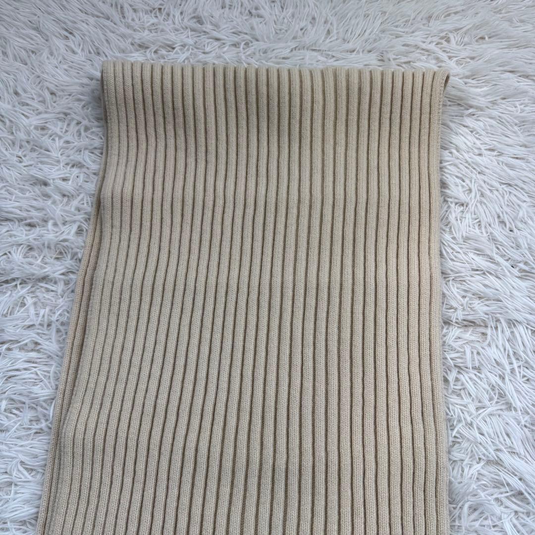 【定番】CELINE マフラー　リブ　クリーム　レッド　美品