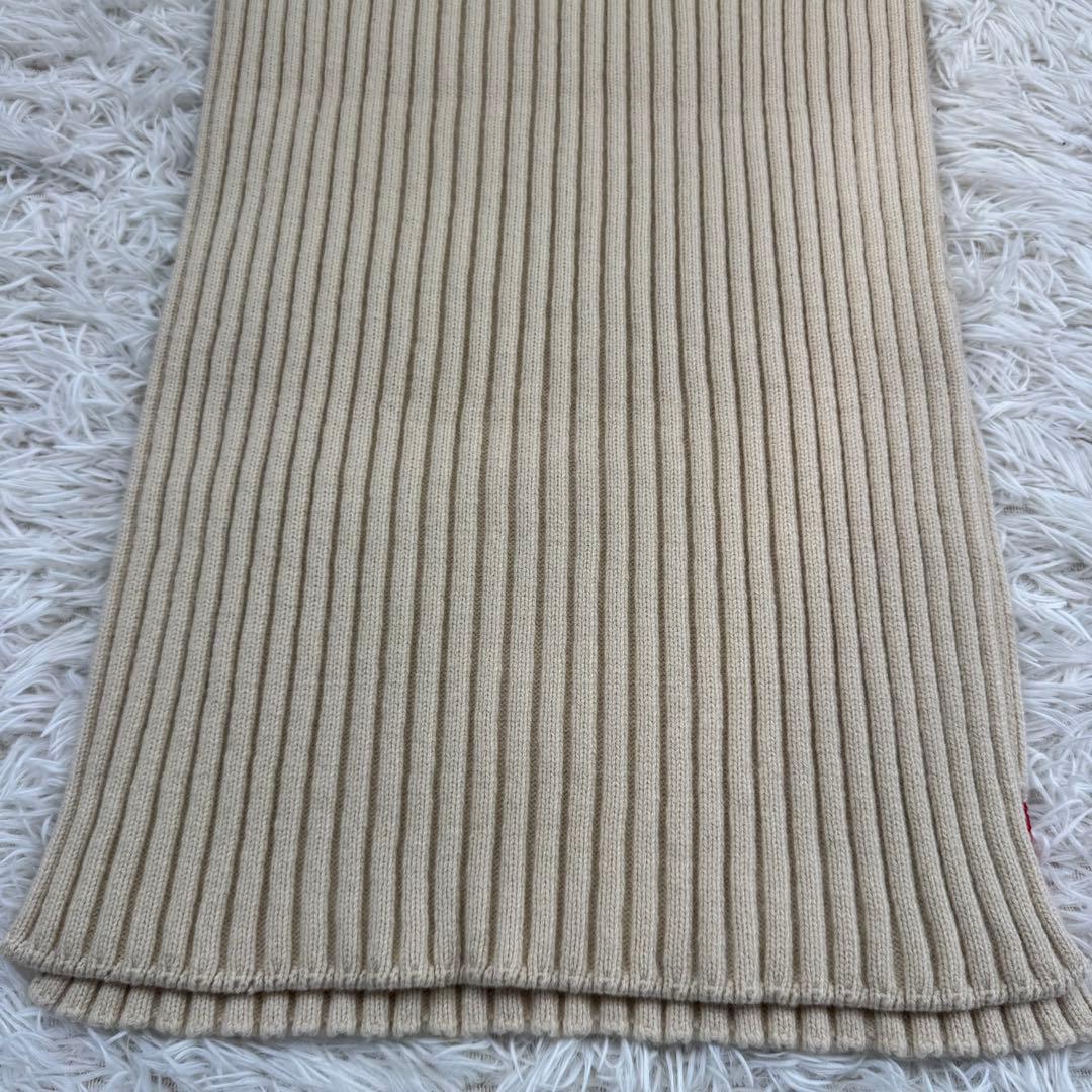 【定番】CELINE マフラー　リブ　クリーム　レッド　美品