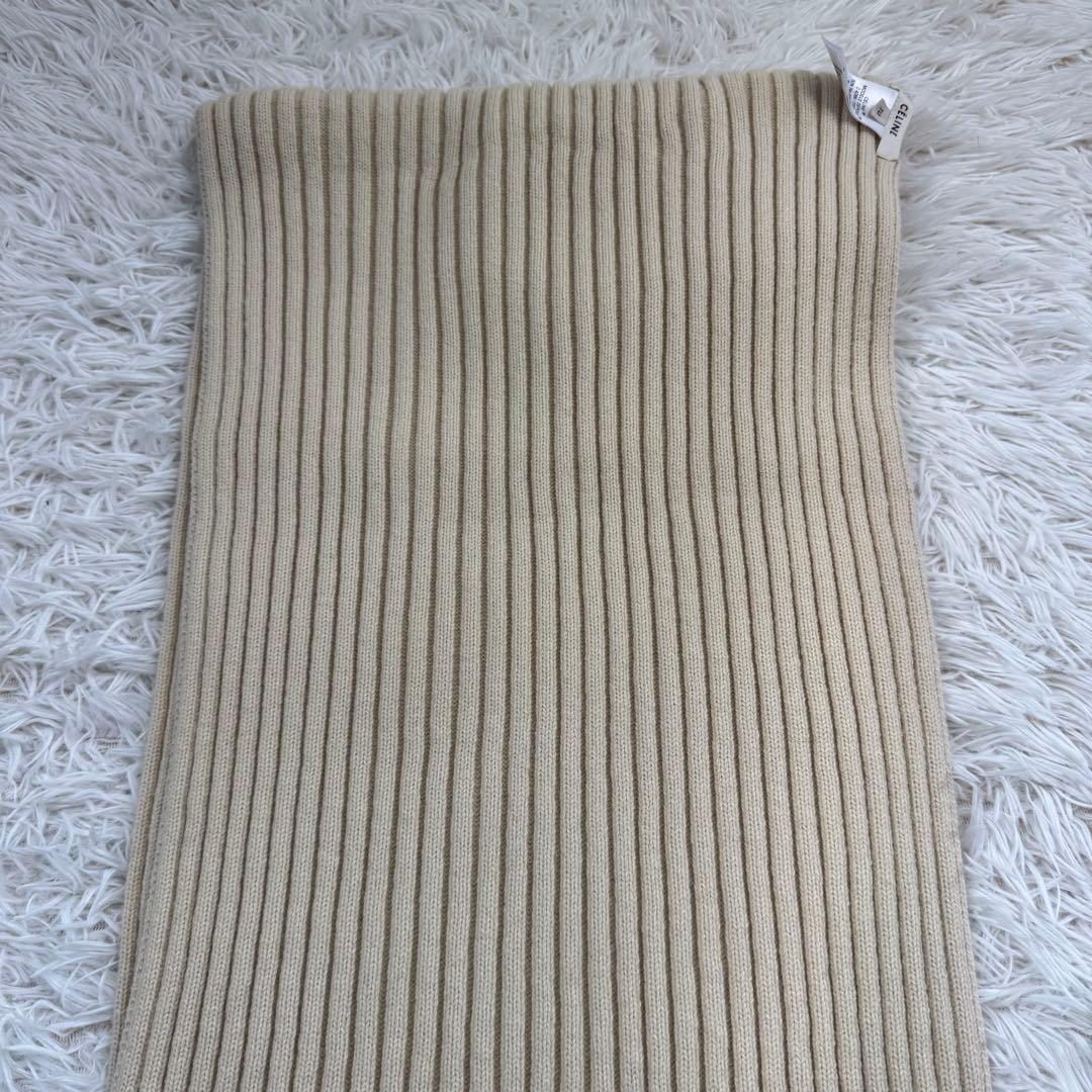 【定番】CELINE マフラー　リブ　クリーム　レッド　美品