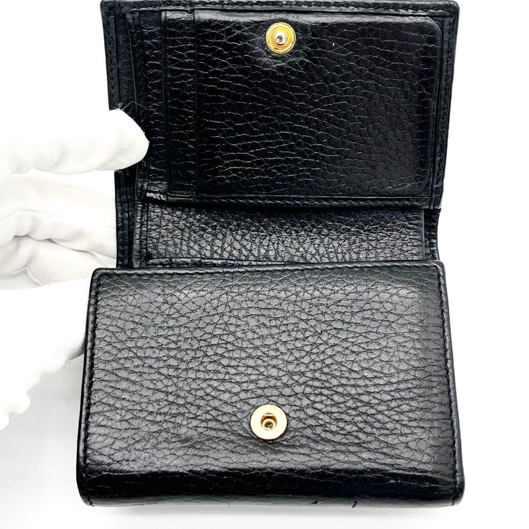 【美品】GUCCI グッチ　三つ折り財布　マーモント　レザー　本革　ブラック