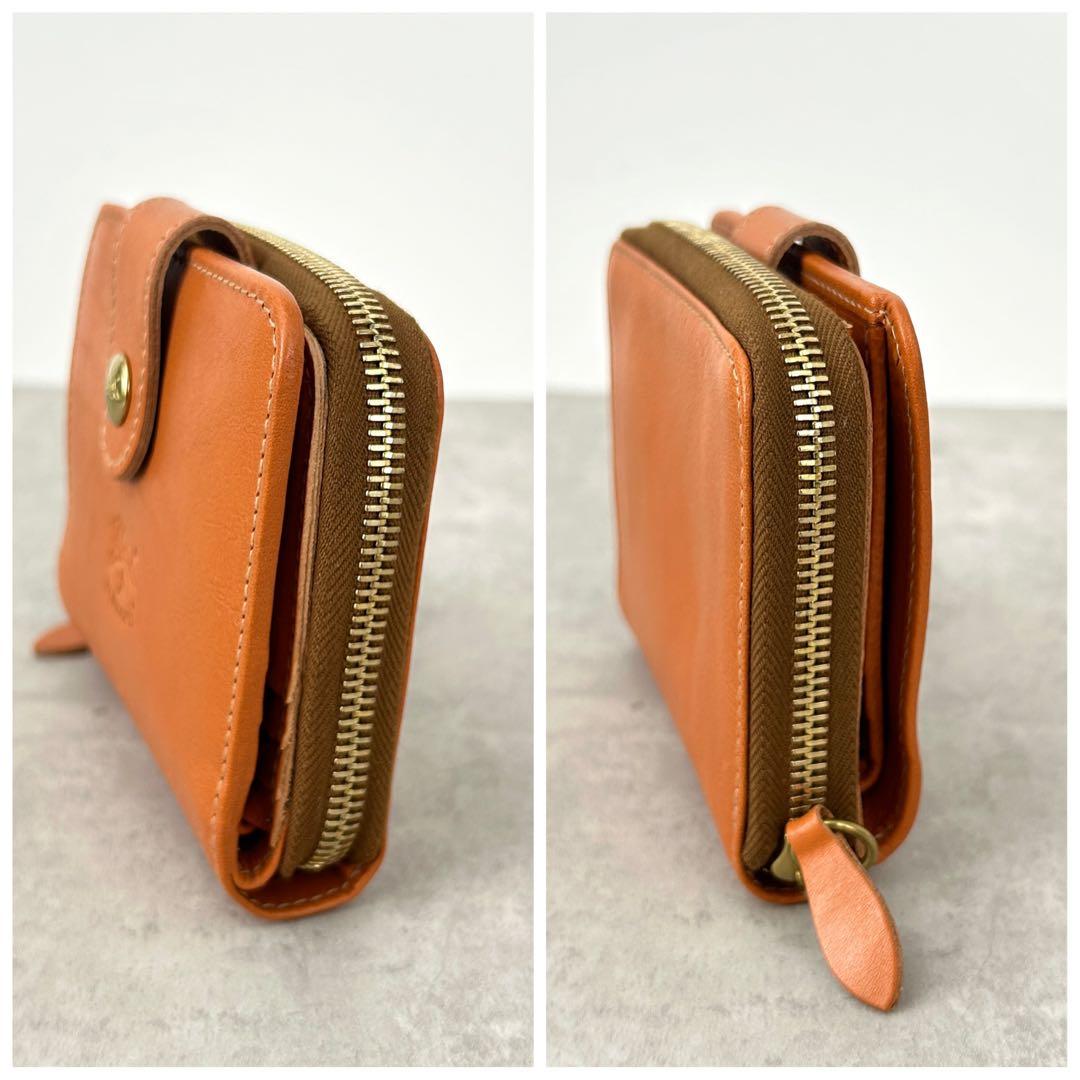 【美品✨️】IL BISONTE 2つ折り財布 ラウンドジップ ヤケヌメ