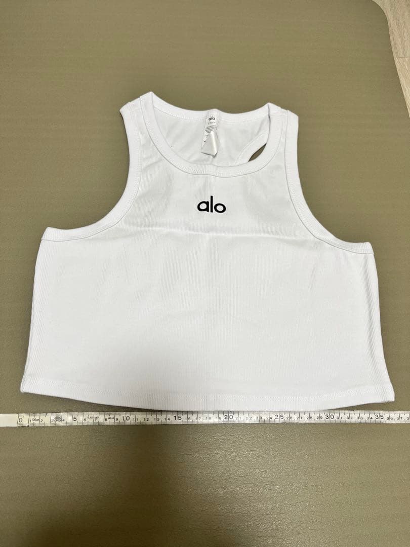 alo クロップド リブタンクトップ ホワイトL