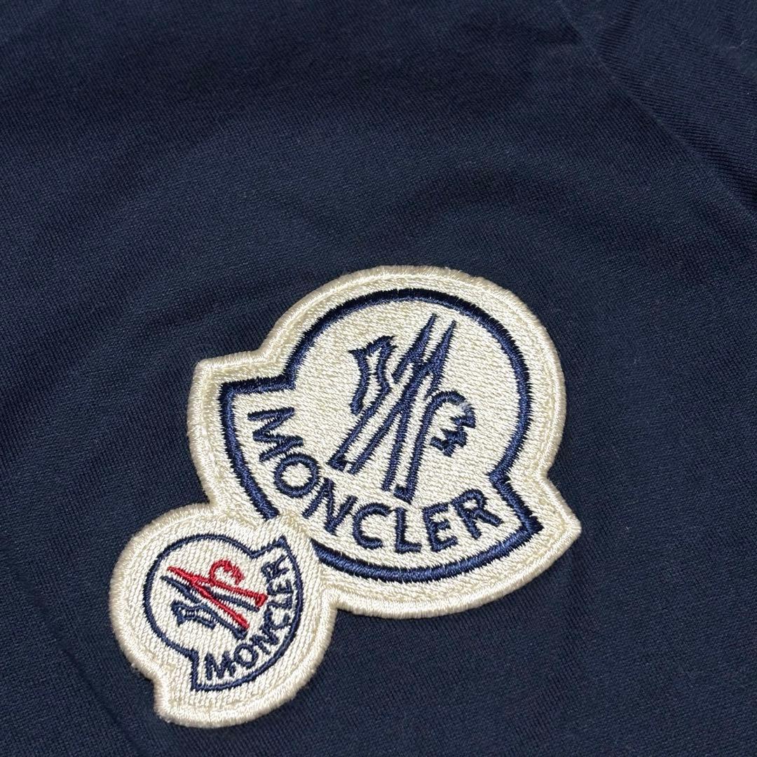 モンクレール　Tシャツ　ダブルワッペン　ネイビー　Sサイズ