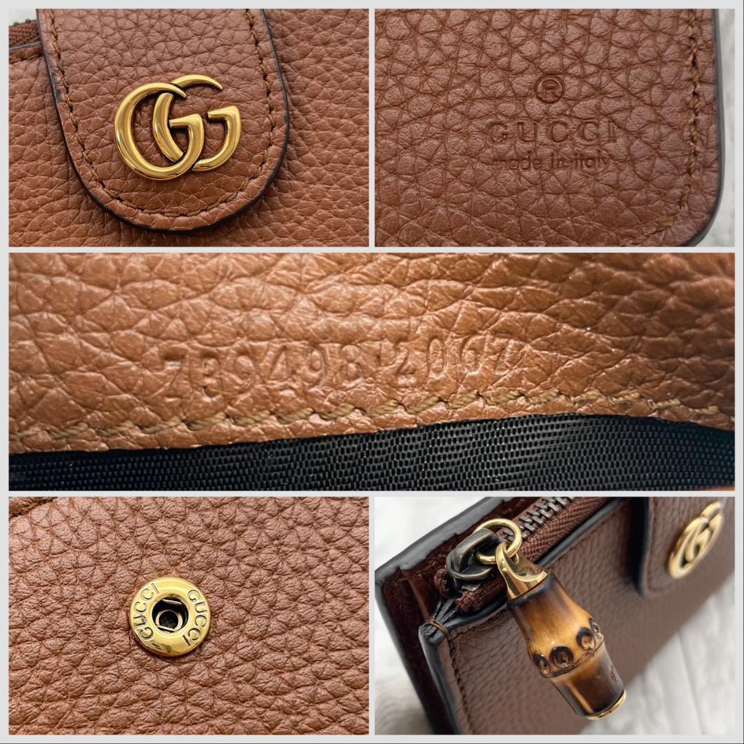 未使用級✨GUCCI 二つ折り財布 バンブー GG マーモント レザー　キャメル