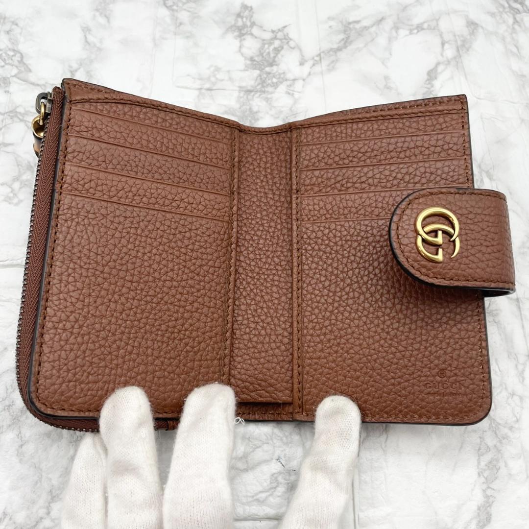 未使用級✨GUCCI 二つ折り財布 バンブー GG マーモント レザー　キャメル