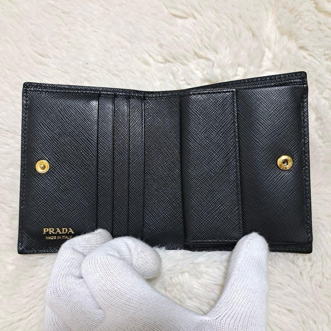 ✨新品同様　付属品完備✨プラダ　二つ折り　サフィアーノ　ブラック　1MV204