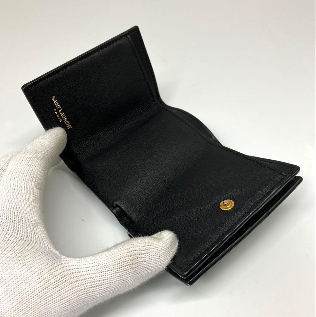 ⭐️ 極美品 YSL サンローラン ロゴ ミニウォレット 折り財布 ブラック