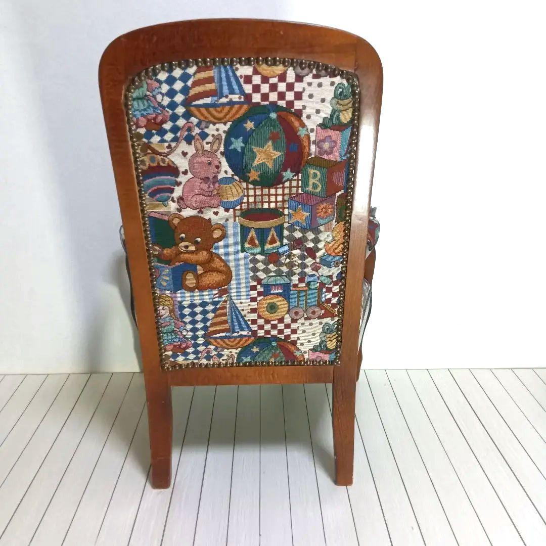 【希少品】ゴブラン織り　アンティーク　チェア　テディベア柄