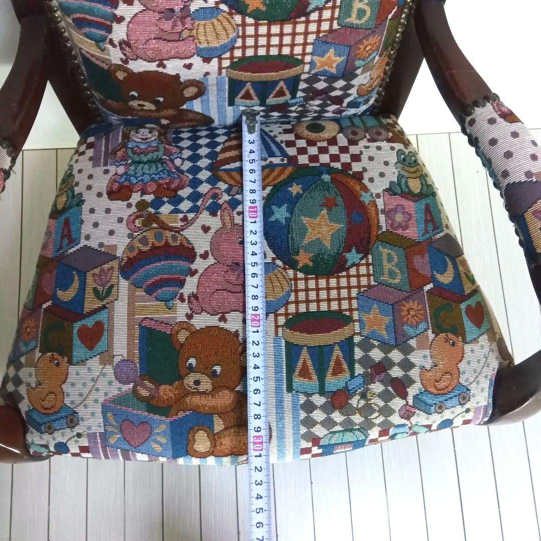 【希少品】ゴブラン織り　アンティーク　チェア　テディベア柄