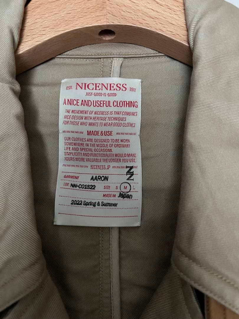 NICENESS AARON M ベージュ トレンチコート