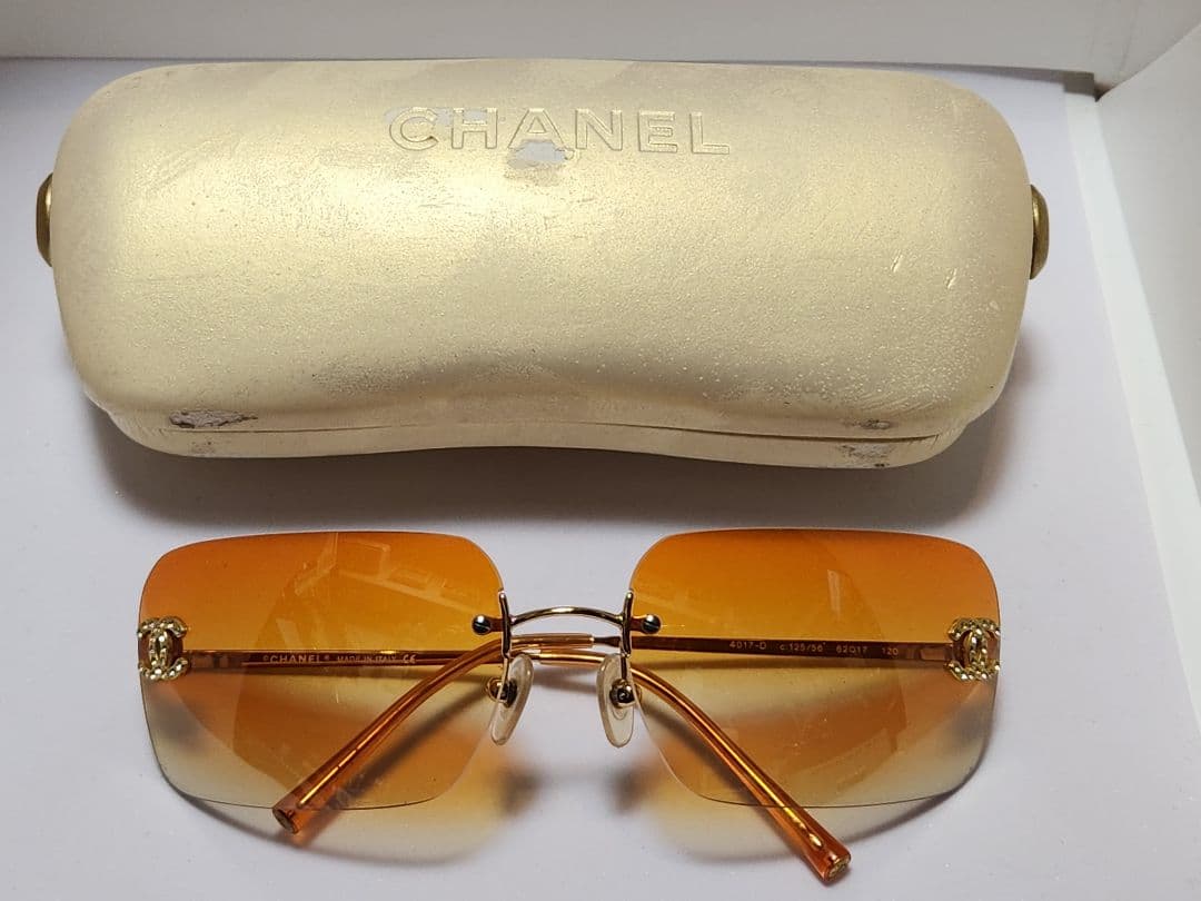 CHANEL.オレンジグラデーション ラインストーン　サングラス シャネル