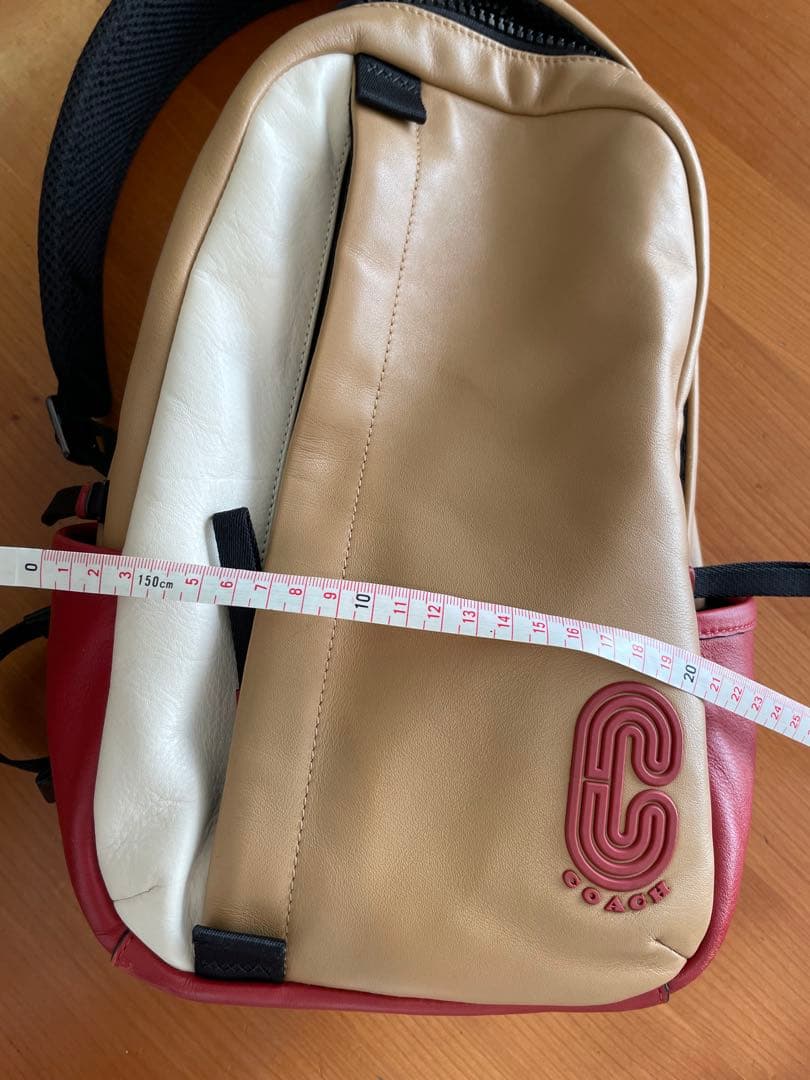 コーチCOACH ワンショルダーボディーバック　ユニセックス　キャメル×赤