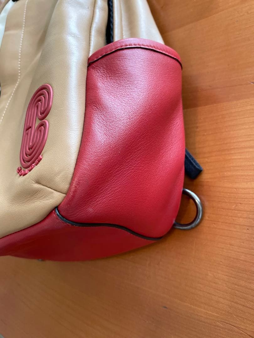 コーチCOACH ワンショルダーボディーバック　ユニセックス　キャメル×赤
