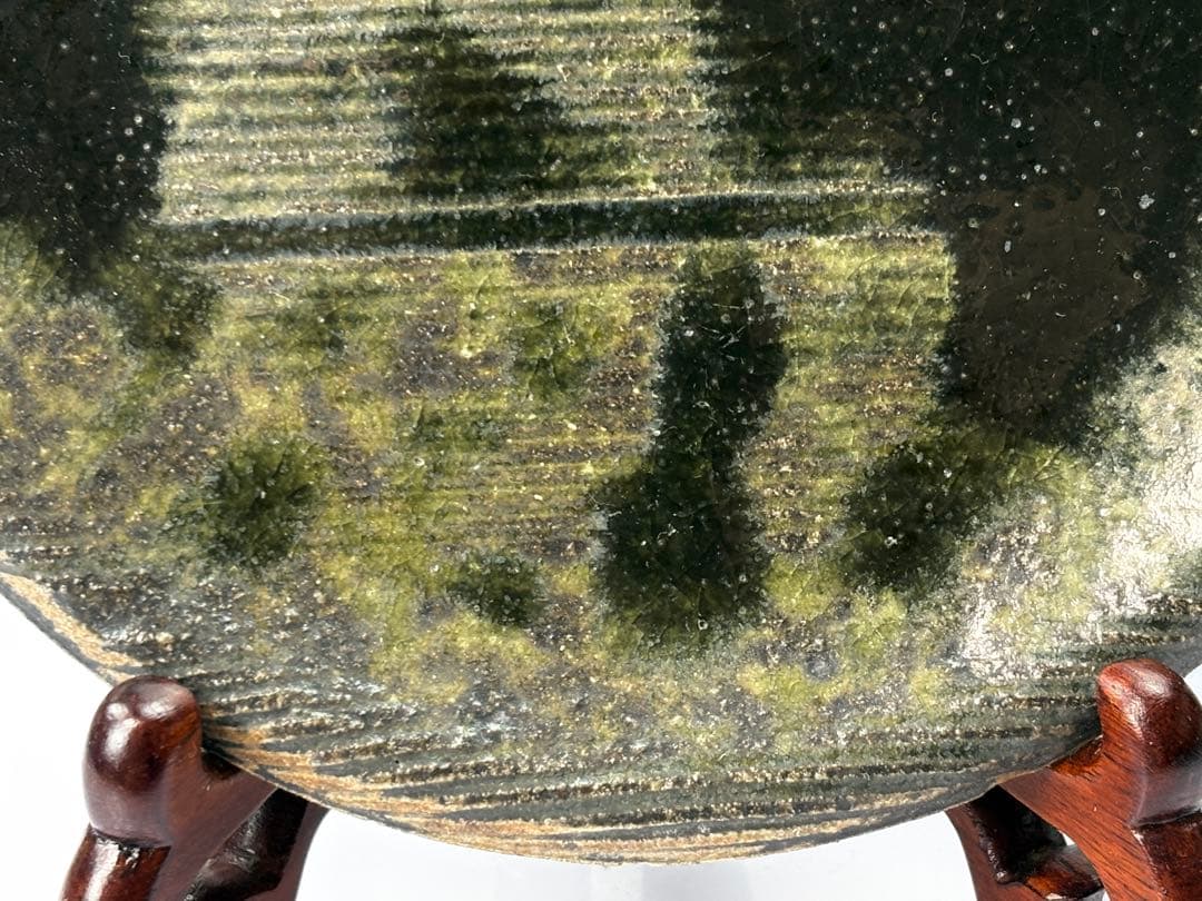 時代物【坂田甚内】作 灰釉波型皿 金銀描き皿 2枚まとめ R811126