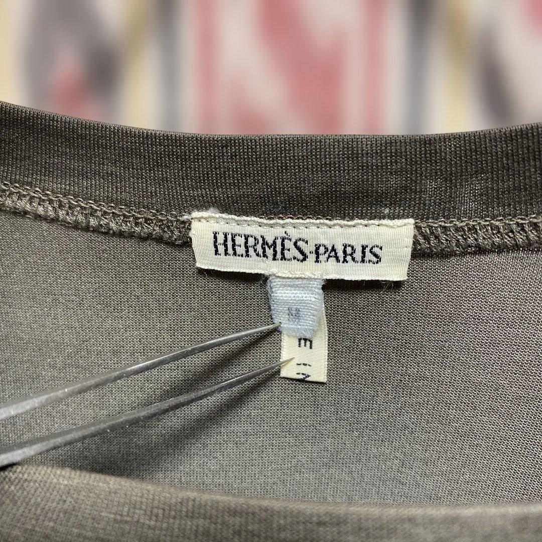 HERMES エルメス ブラウングレー Tシャツ Mサイズ