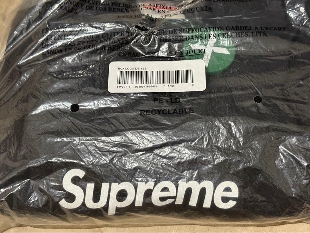 新品 Supreme Box Logo L/S Tee M Black ロンT