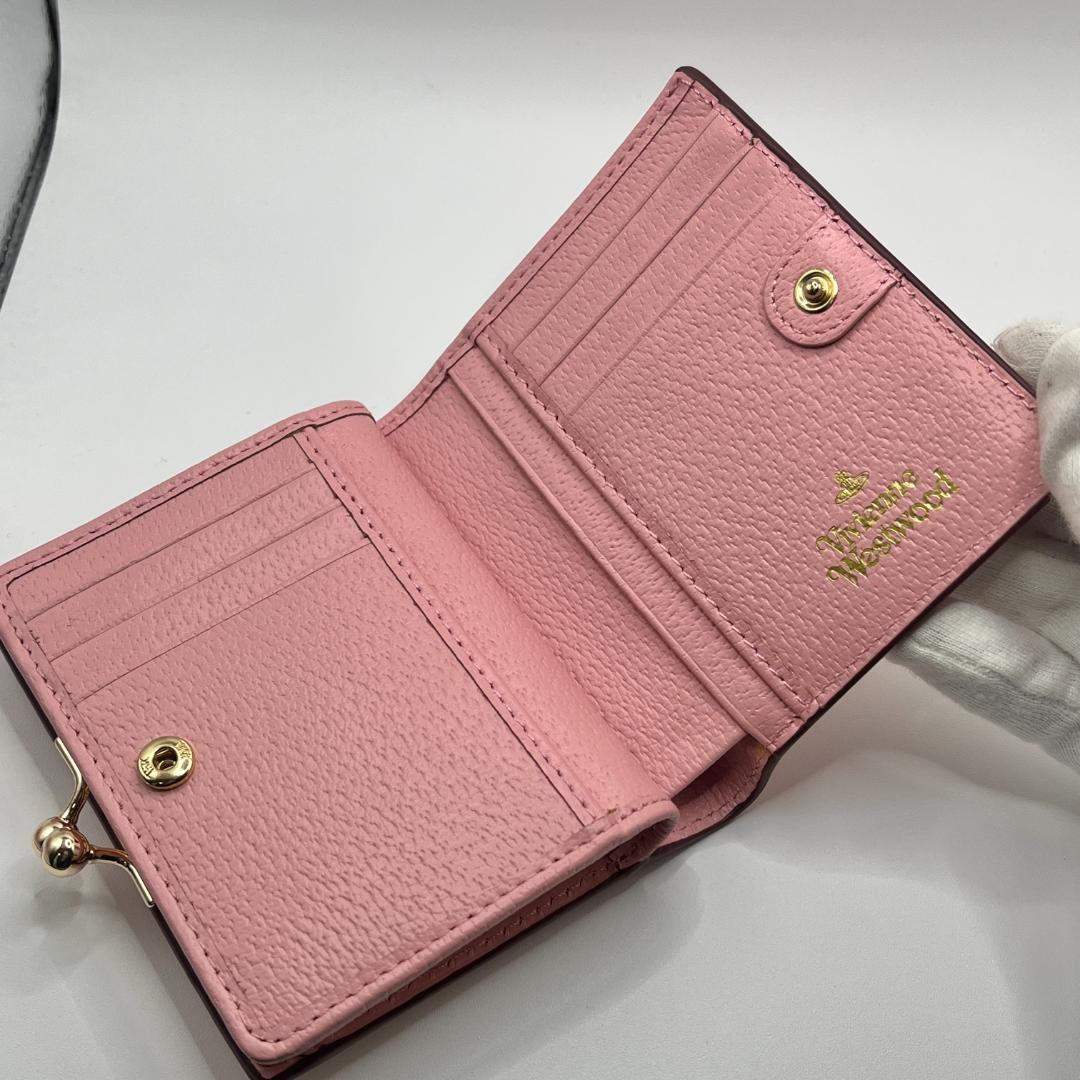 未使用 人気Vivienne Westwood 二つ折り がま口 定番 ピンク