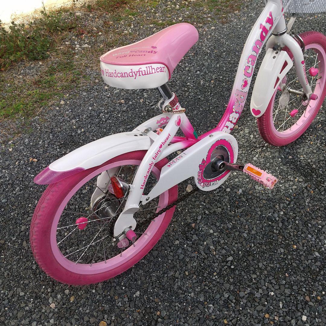 引取限定 幼児用自転車 16インチ ハートモチーフ ピンク 補助輪付き