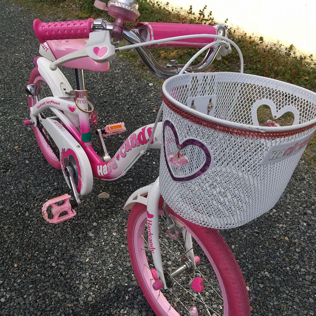 引取限定 幼児用自転車 16インチ ハートモチーフ ピンク 補助輪付き