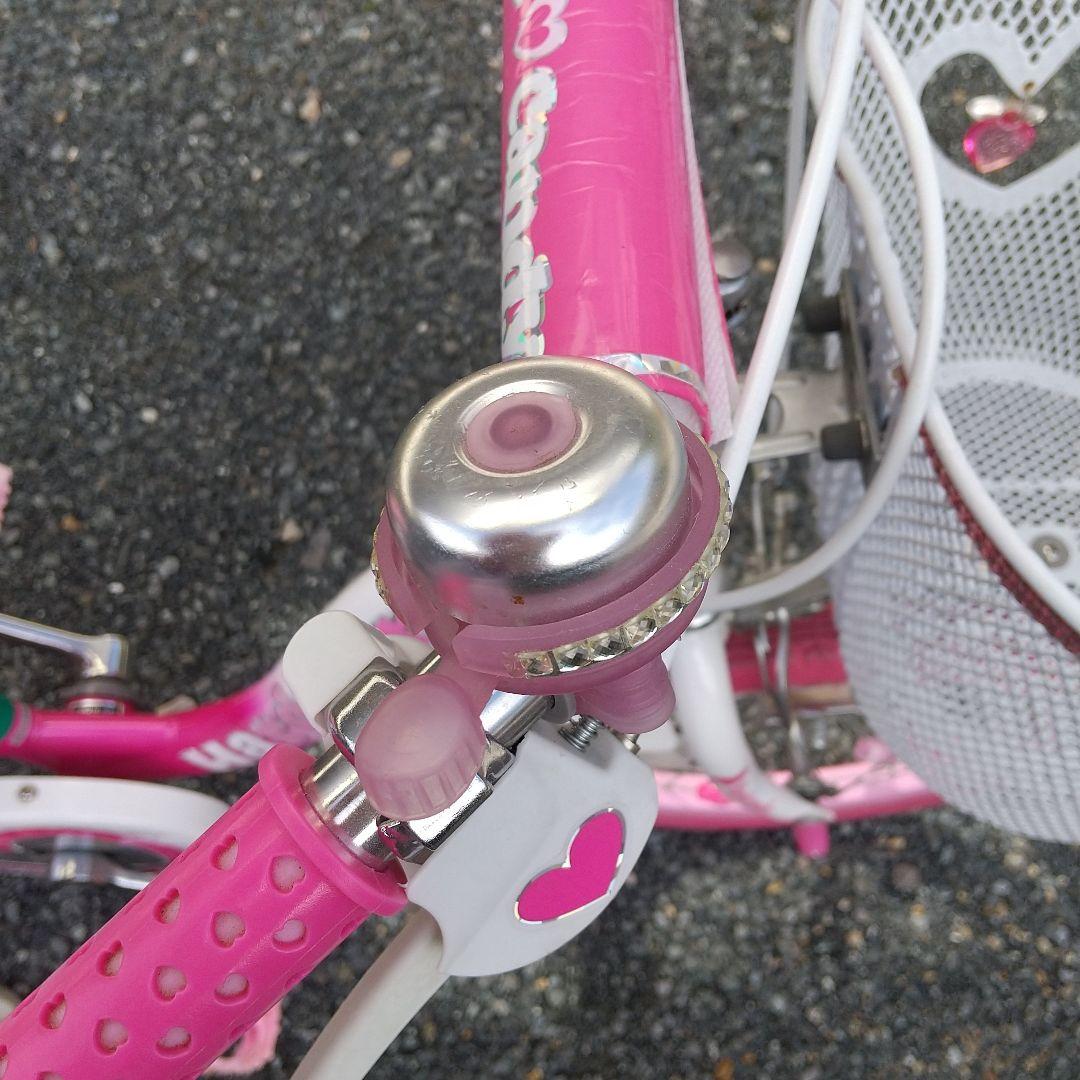 引取限定 幼児用自転車 16インチ ハートモチーフ ピンク 補助輪付き