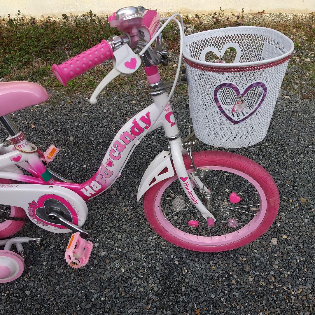 引取限定 幼児用自転車 16インチ ハートモチーフ ピンク 補助輪付き