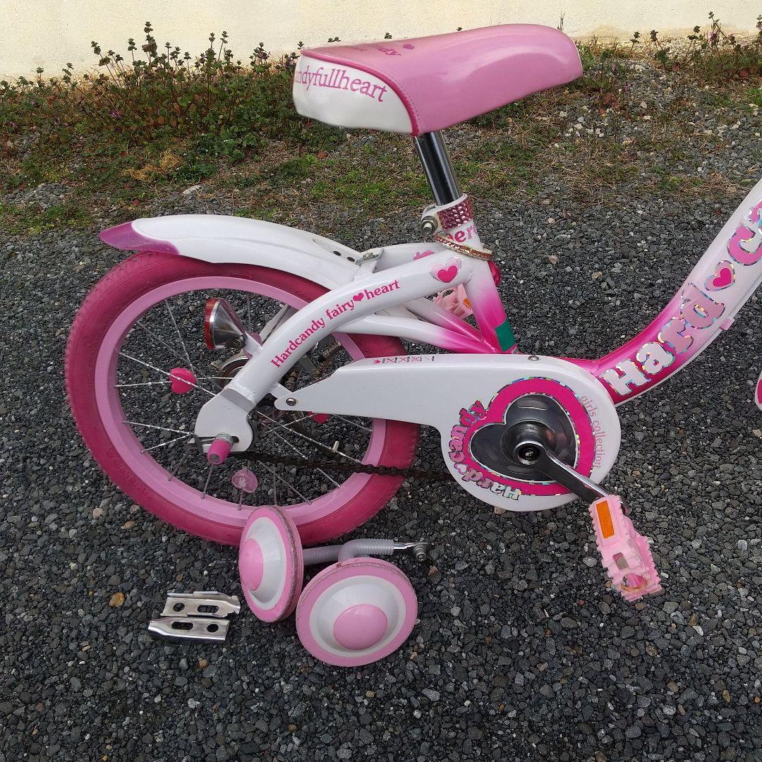 引取限定 幼児用自転車 16インチ ハートモチーフ ピンク 補助輪付き