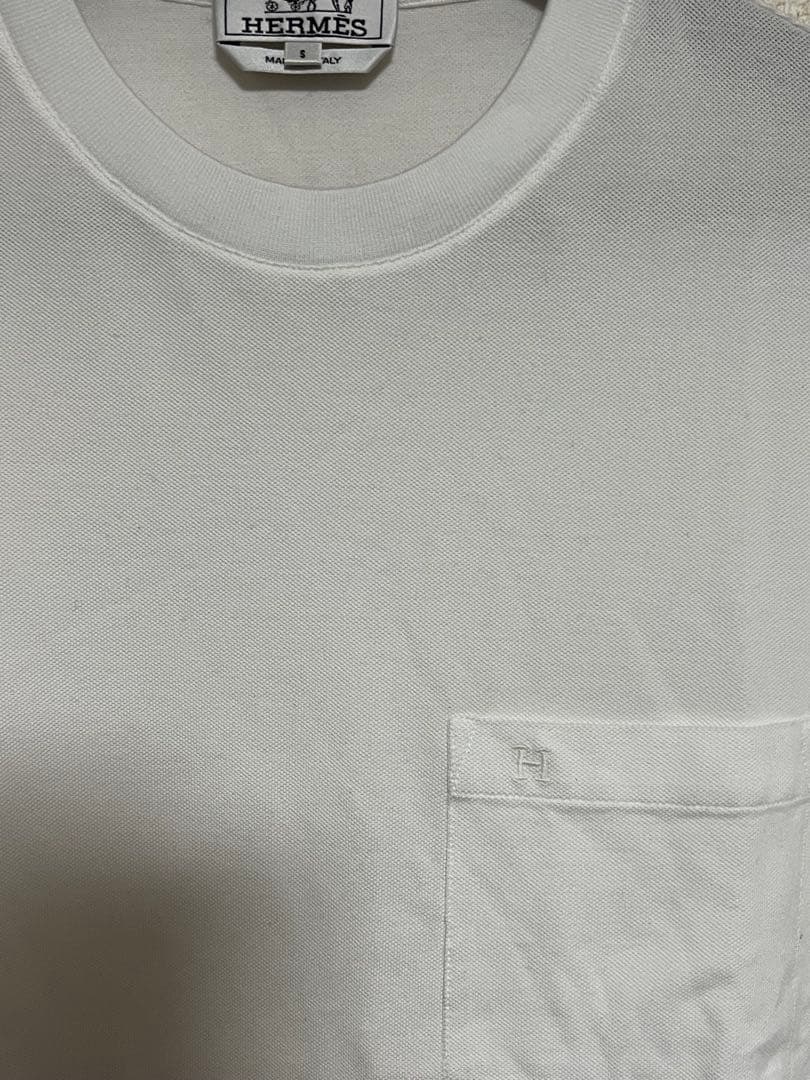 HERMES ホワイト Hロゴ H刺繍 Tシャツ Sサイズ
