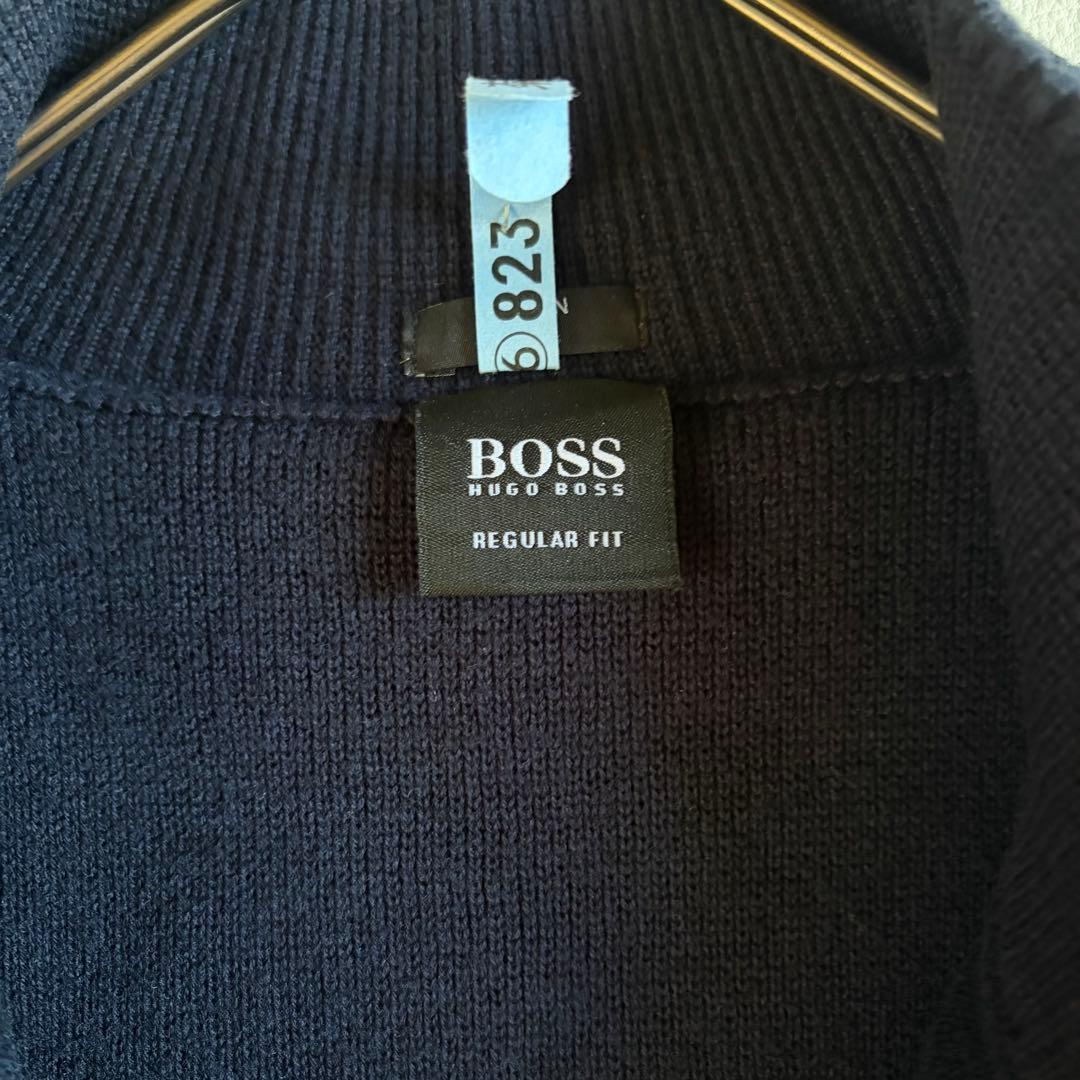 【極美品】HUGO BOSS中綿 キルティング ニット ネイビー M相当 メンズ