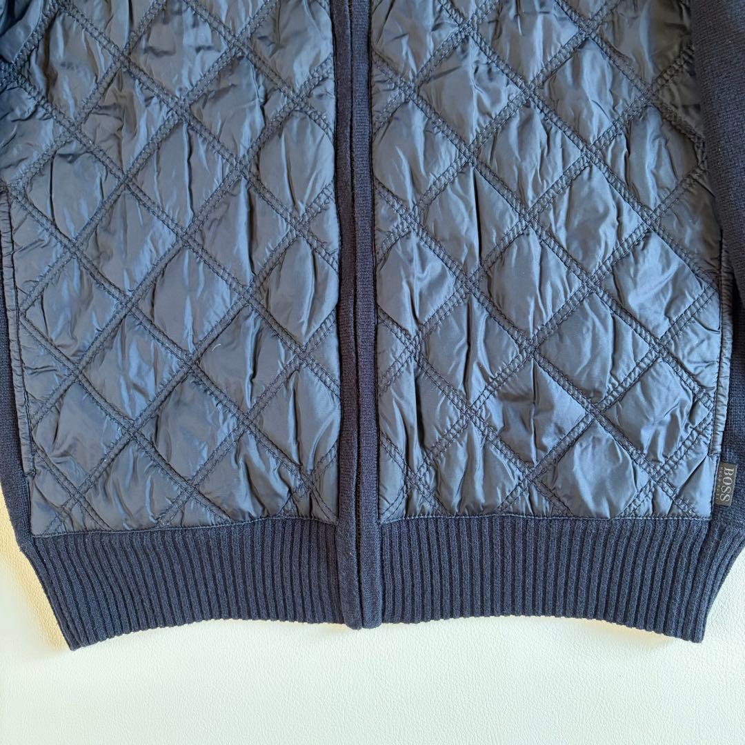 【極美品】HUGO BOSS中綿 キルティング ニット ネイビー M相当 メンズ