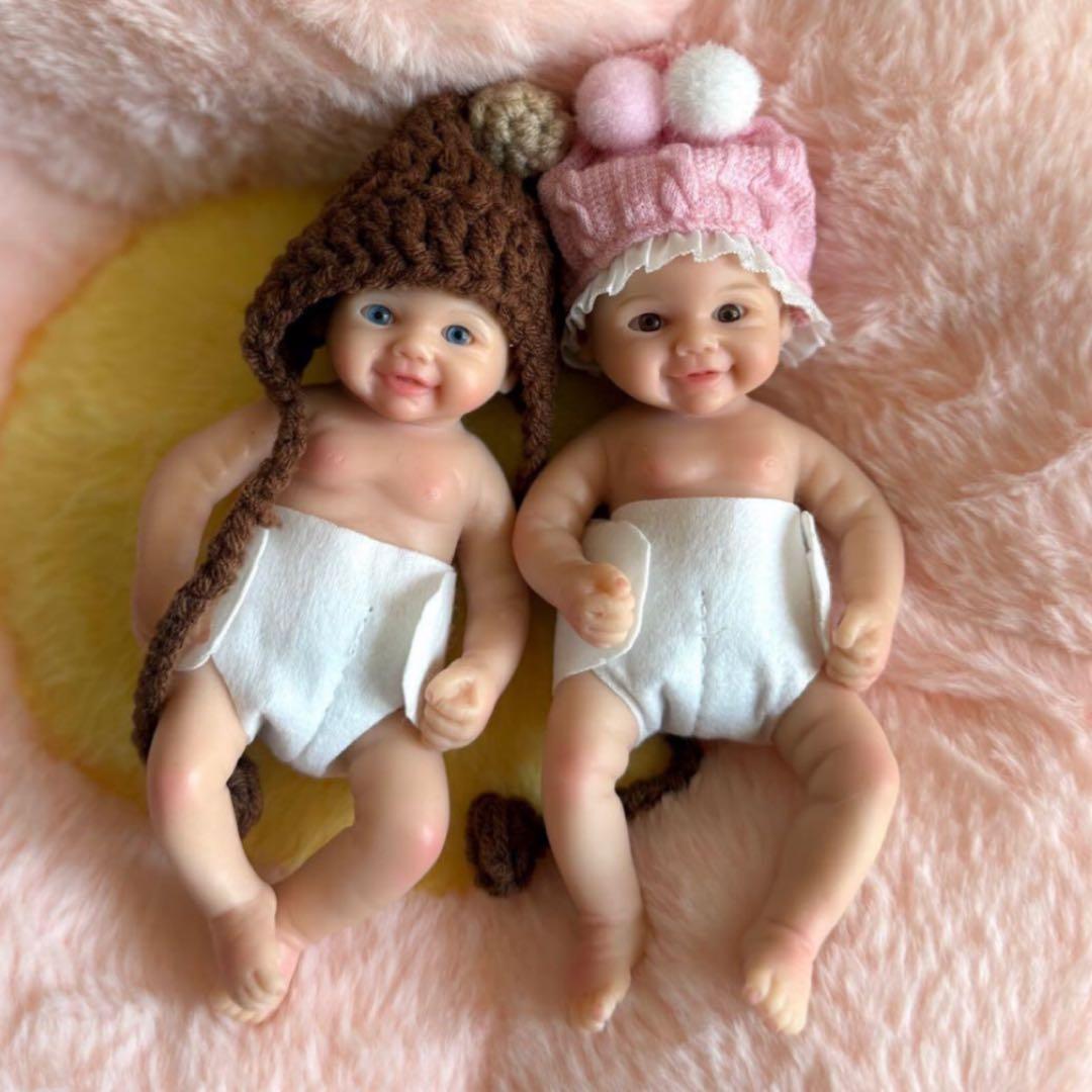 ★新品★リボーンドール フルシリコン 双子ちゃん☆男の子＆女の子 15cm