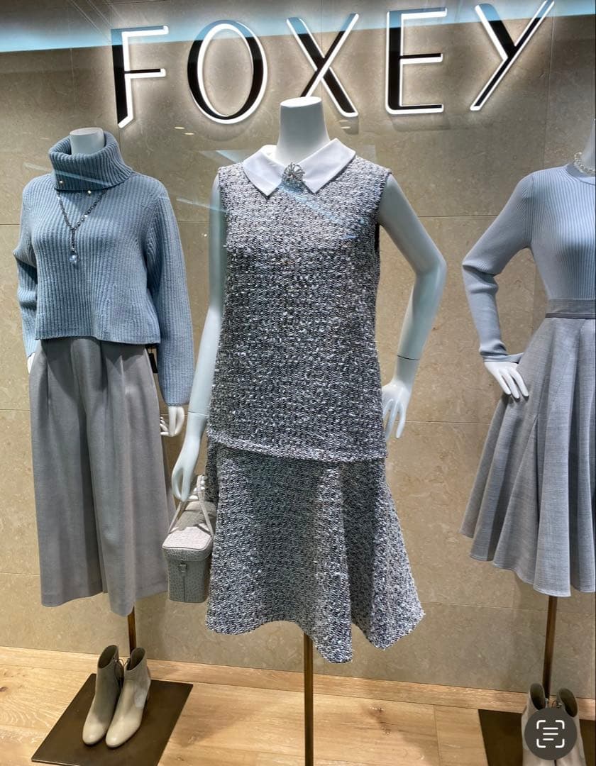 FOXEY 白襟ツイード ワンピース　38 フォクシーブティック