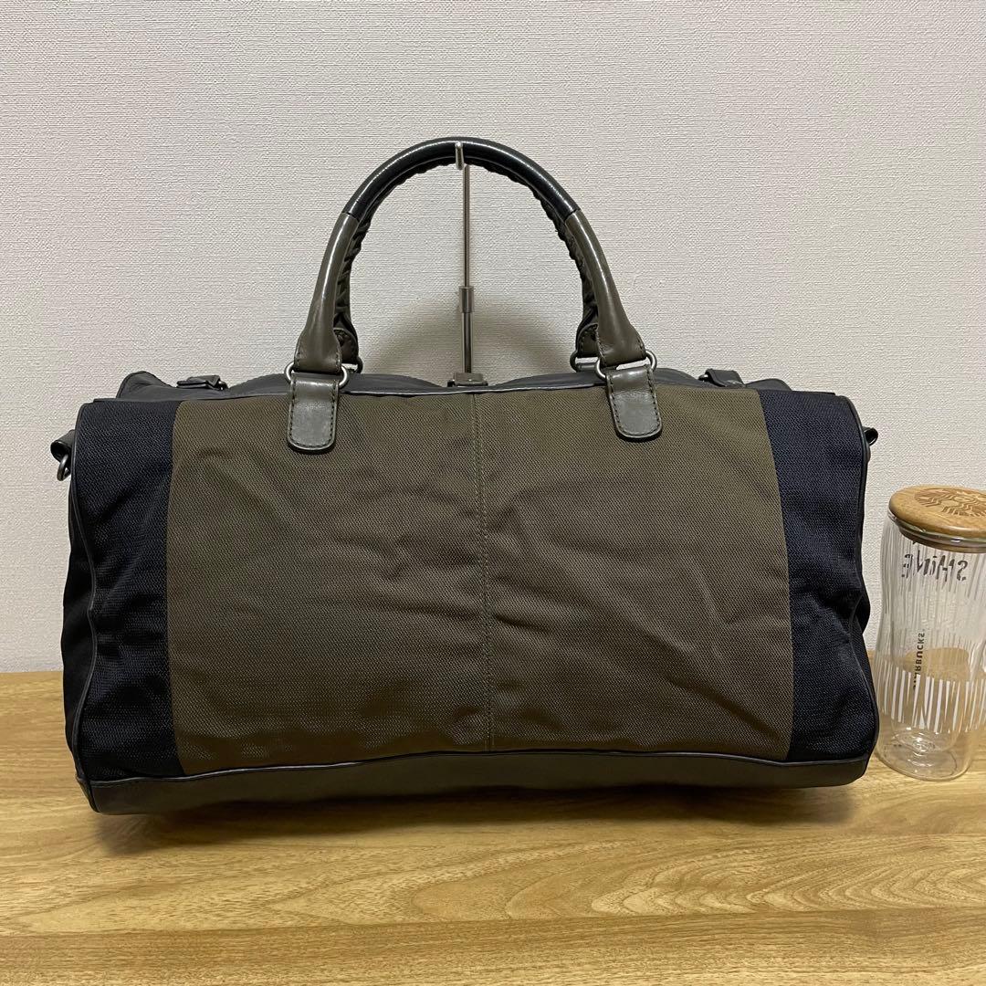 《美品》BALENCIAGA（バレンシアガ） ボストンバッグ ネイビー×カーキ