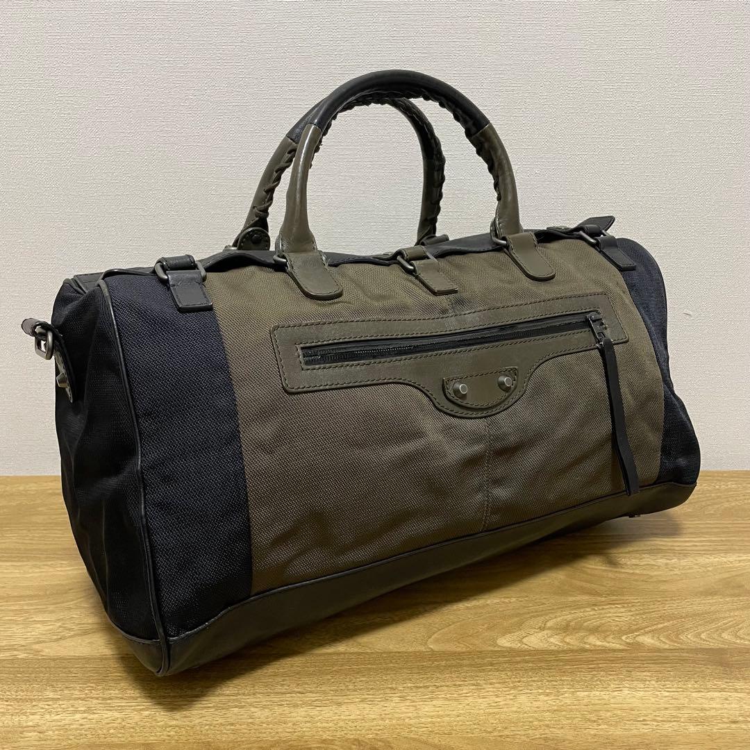 《美品》BALENCIAGA（バレンシアガ） ボストンバッグ ネイビー×カーキ