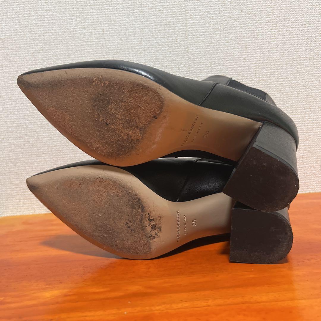 ❀美品 ファビオルスコーニ ポインテッドブーティ 黒 ブラック 24cm 38