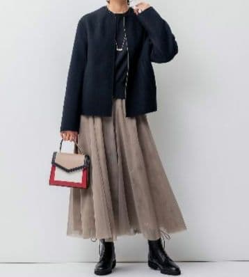 【大きいサイズ】23区 ソフトチュール スカート 48 洗える シフォン