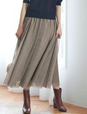 【大きいサイズ】23区 ソフトチュール スカート 48 洗える シフォン