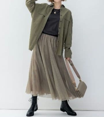 【大きいサイズ】23区 ソフトチュール スカート 48 洗える シフォン