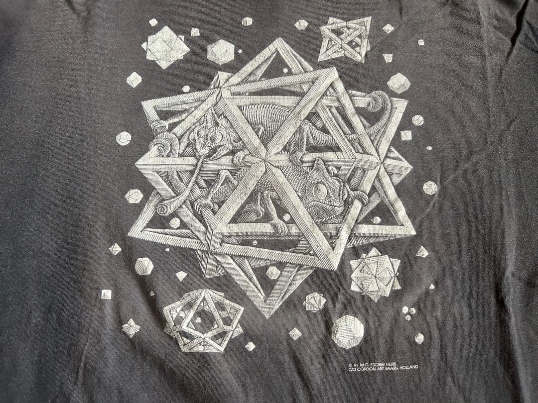 vintage 91s M.C.エッシャー 騙し絵Tシャツ 鬼フェード