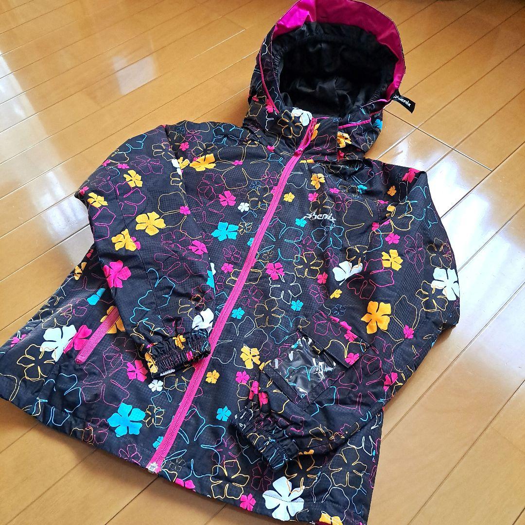 Phenix スキーウェア 上下 150㎝花柄 ブラック×ピンク　美品