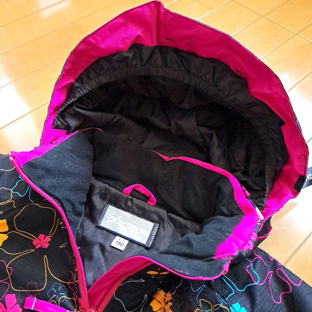 Phenix スキーウェア 上下 150㎝花柄 ブラック×ピンク　美品