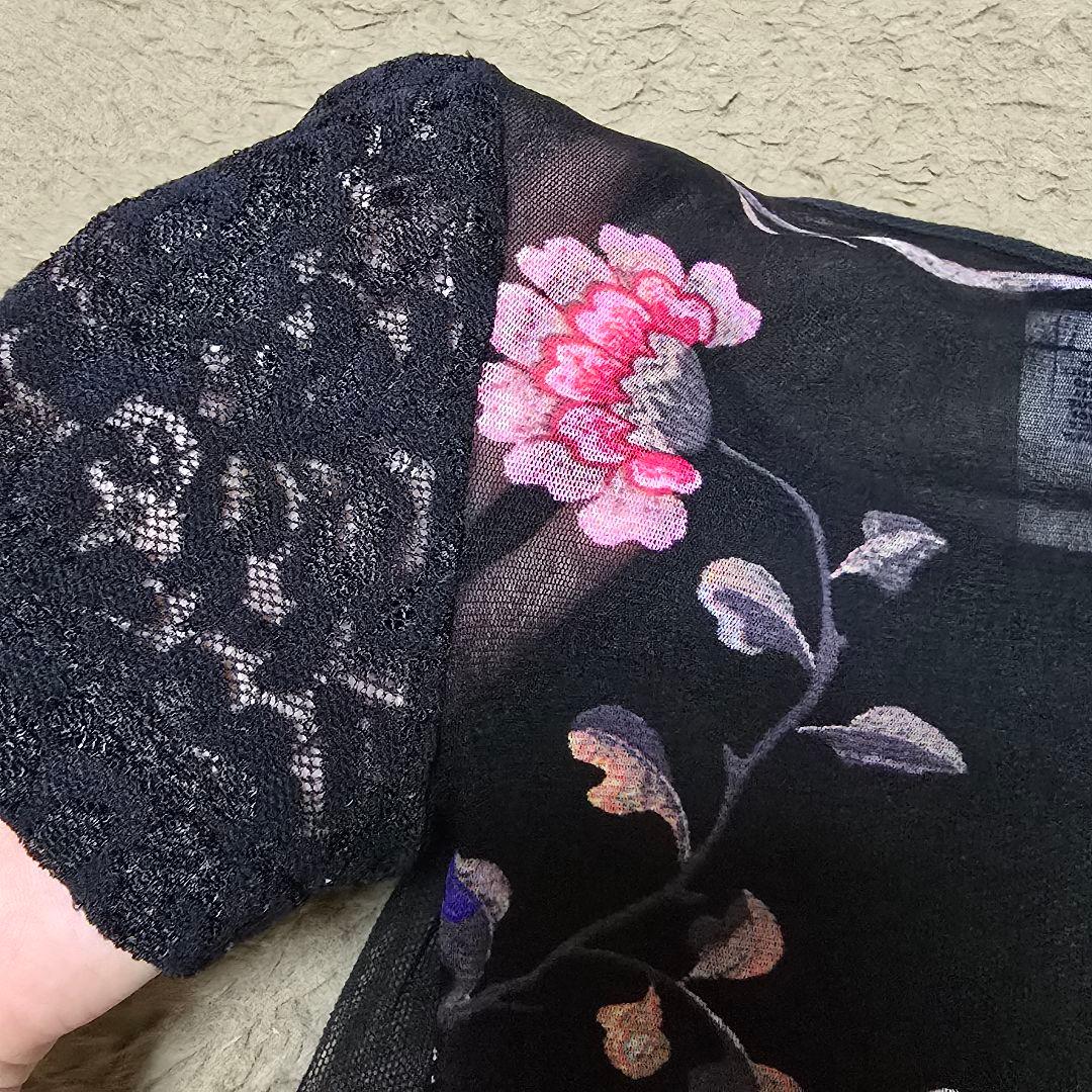 D&G キャミソール　ドルチェアンドガッバーナ　黒×花柄ストレッチレース