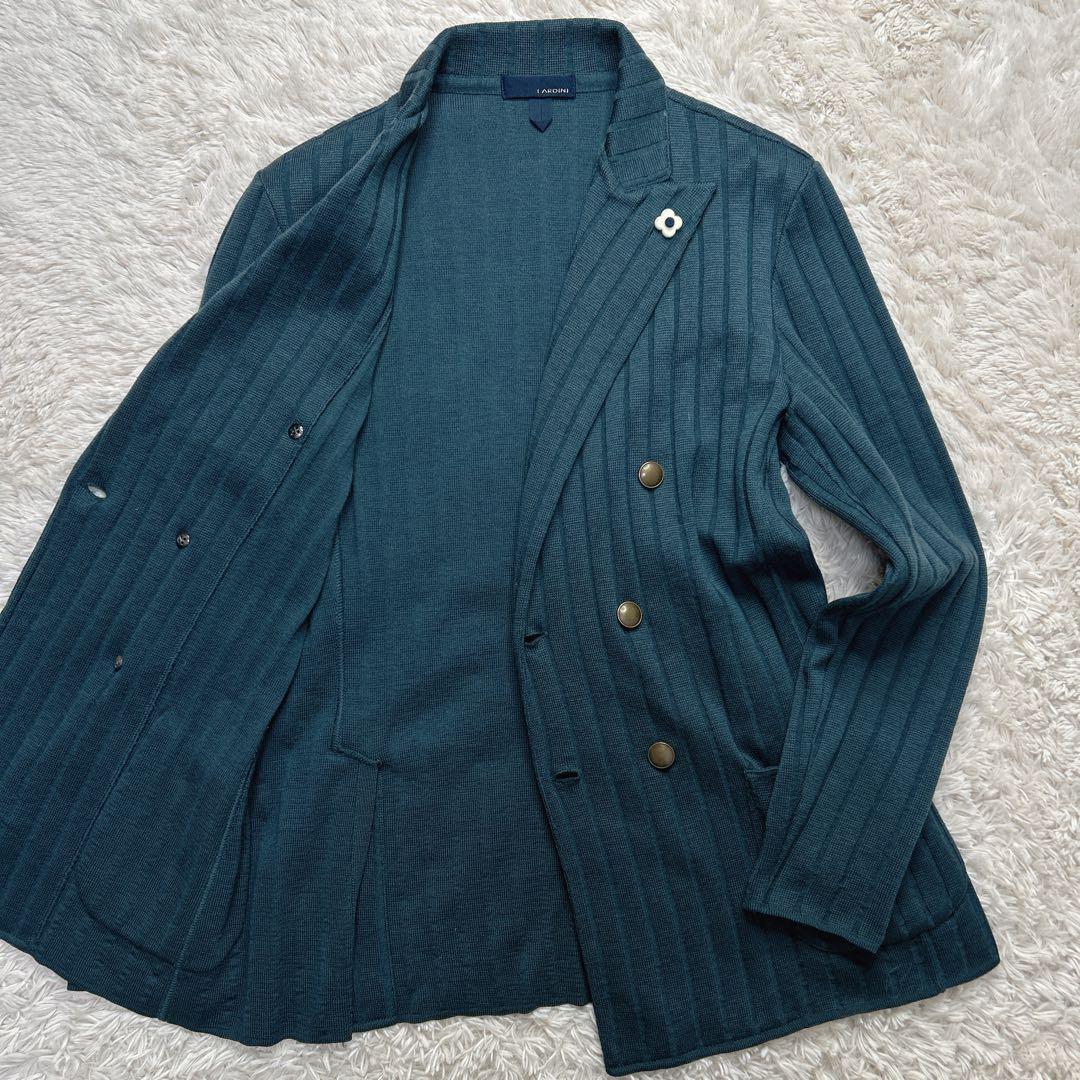 【美品】LARDINI ラルディーニ　ダブル ニット ジャケット ブートニエール