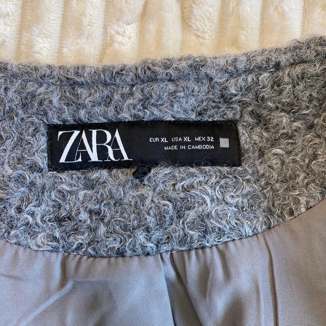 【ZARA】美品 ゴールドボタンブークレジャケット XL ノーカラー ゆったり