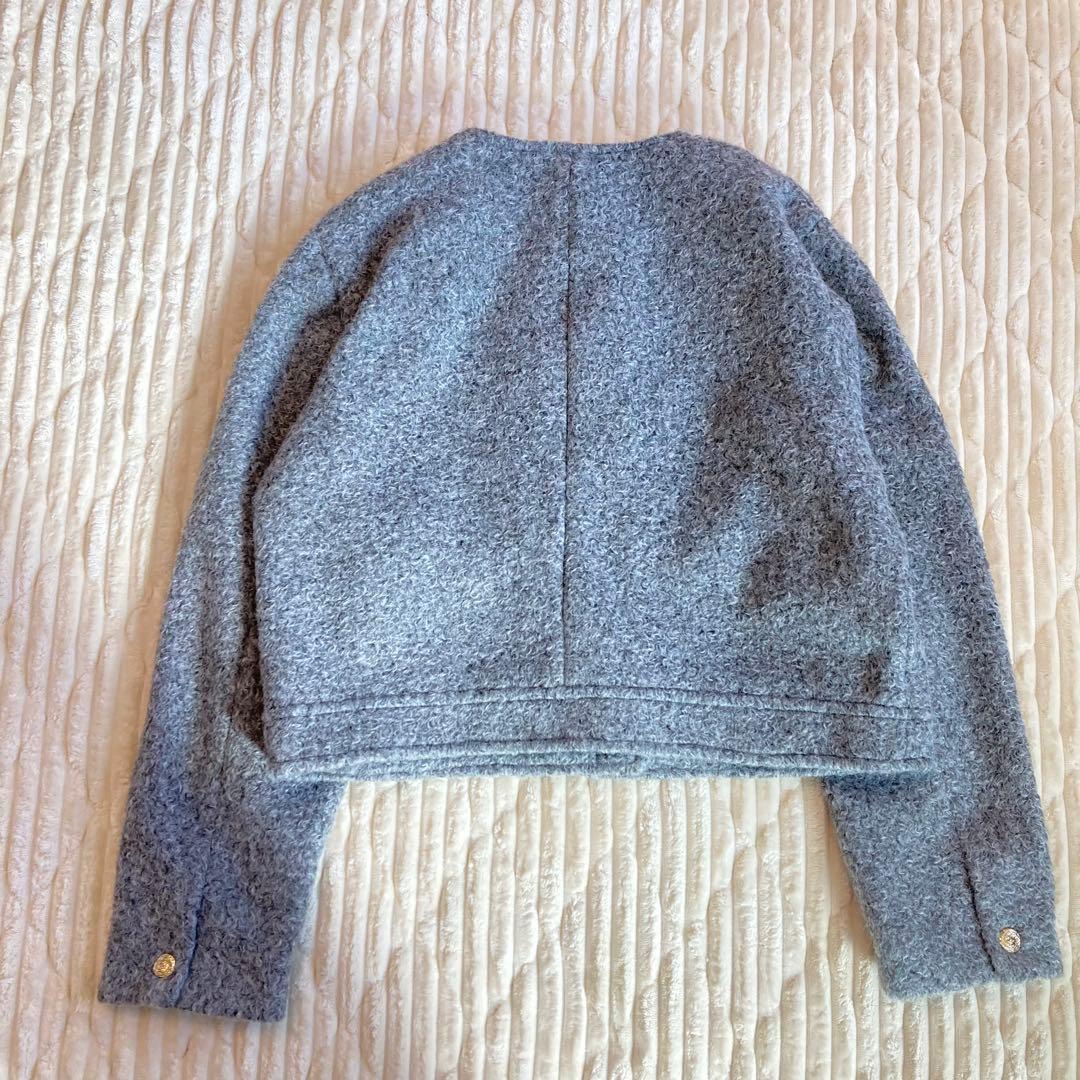 【ZARA】美品 ゴールドボタンブークレジャケット XL ノーカラー ゆったり